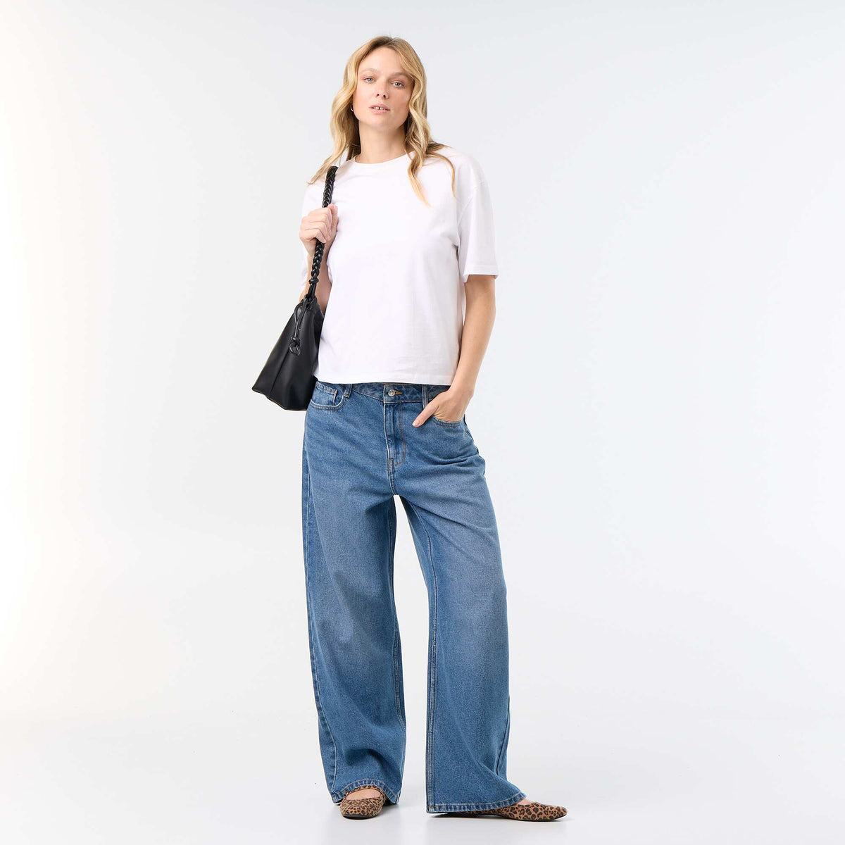 Pantalon denim baggy BLEU
