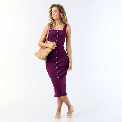 Robe longue côtelée VIOLET