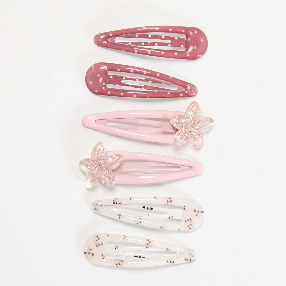 Lot de 6 pinces clic clac ROSE