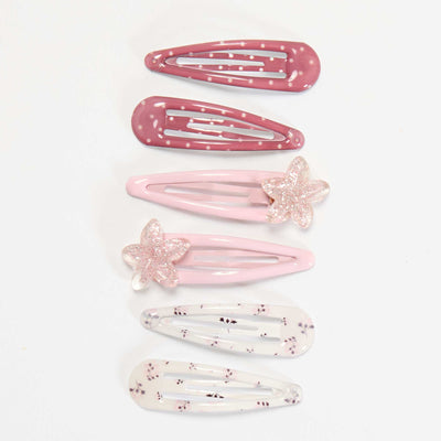 Lot de 6 pinces clic clac ROSE
