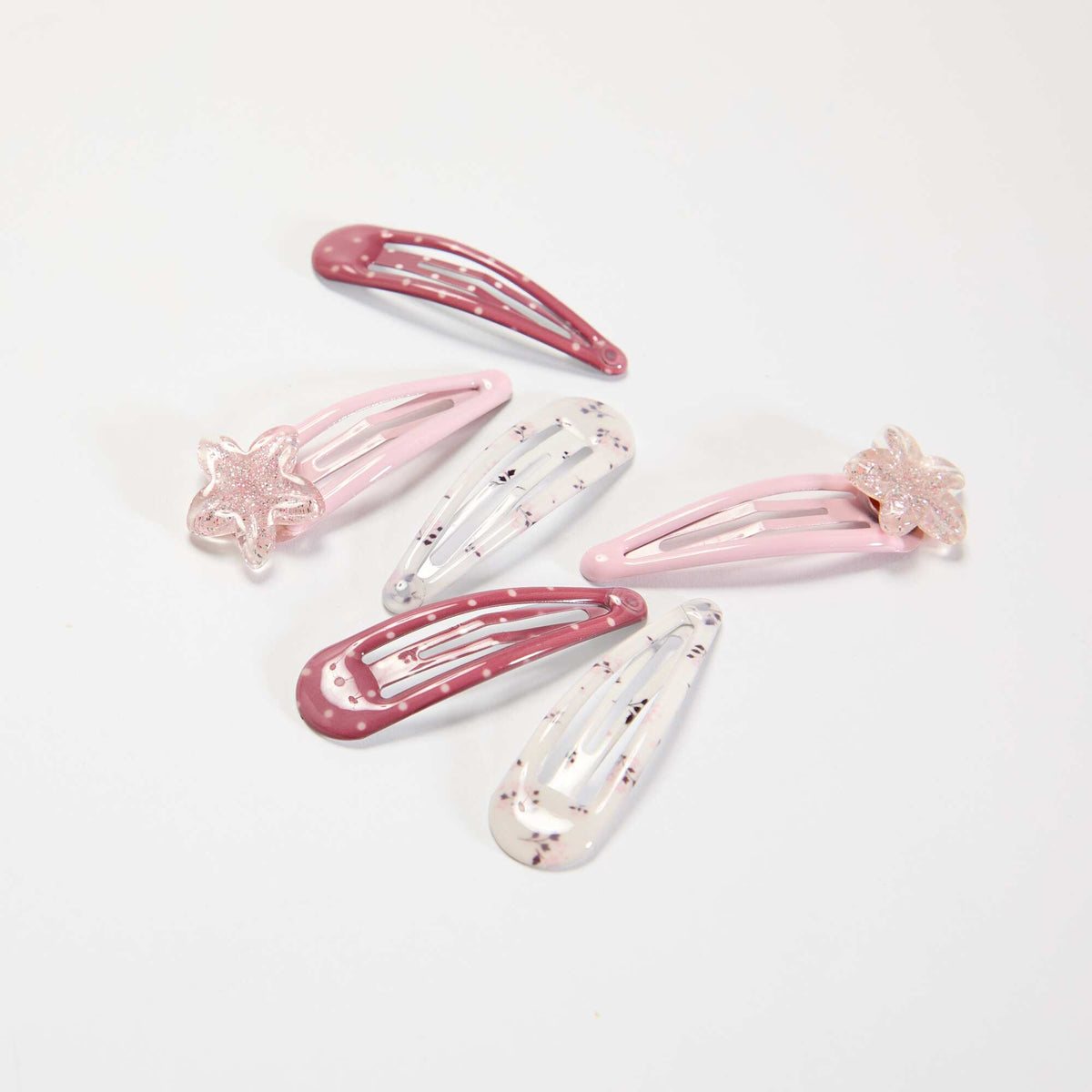 Lot de 6 pinces clic clac ROSE