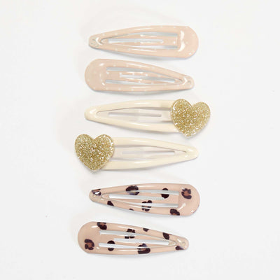 Lot de 6 pinces clic clac BEIGE