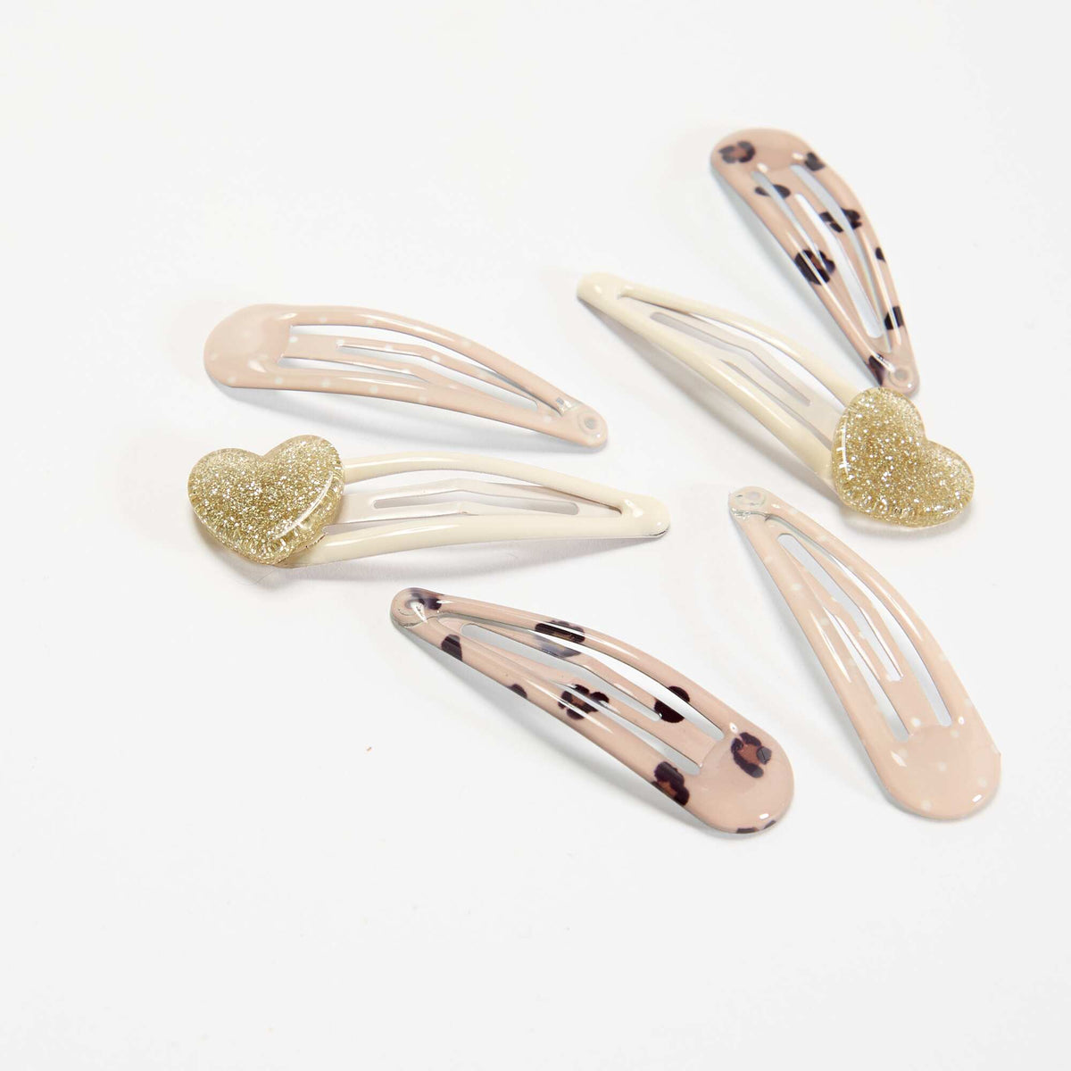 Lot de 6 pinces clic clac BEIGE