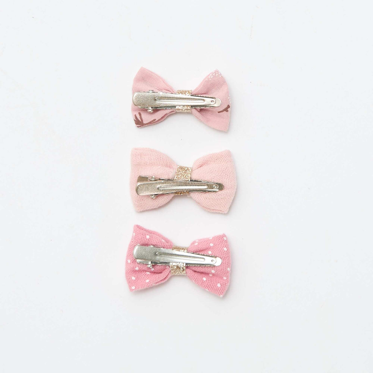 Lot de 3 pinces croco nœuds ROSE