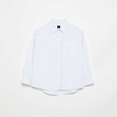 Chemise à manches longues en coton BLANC