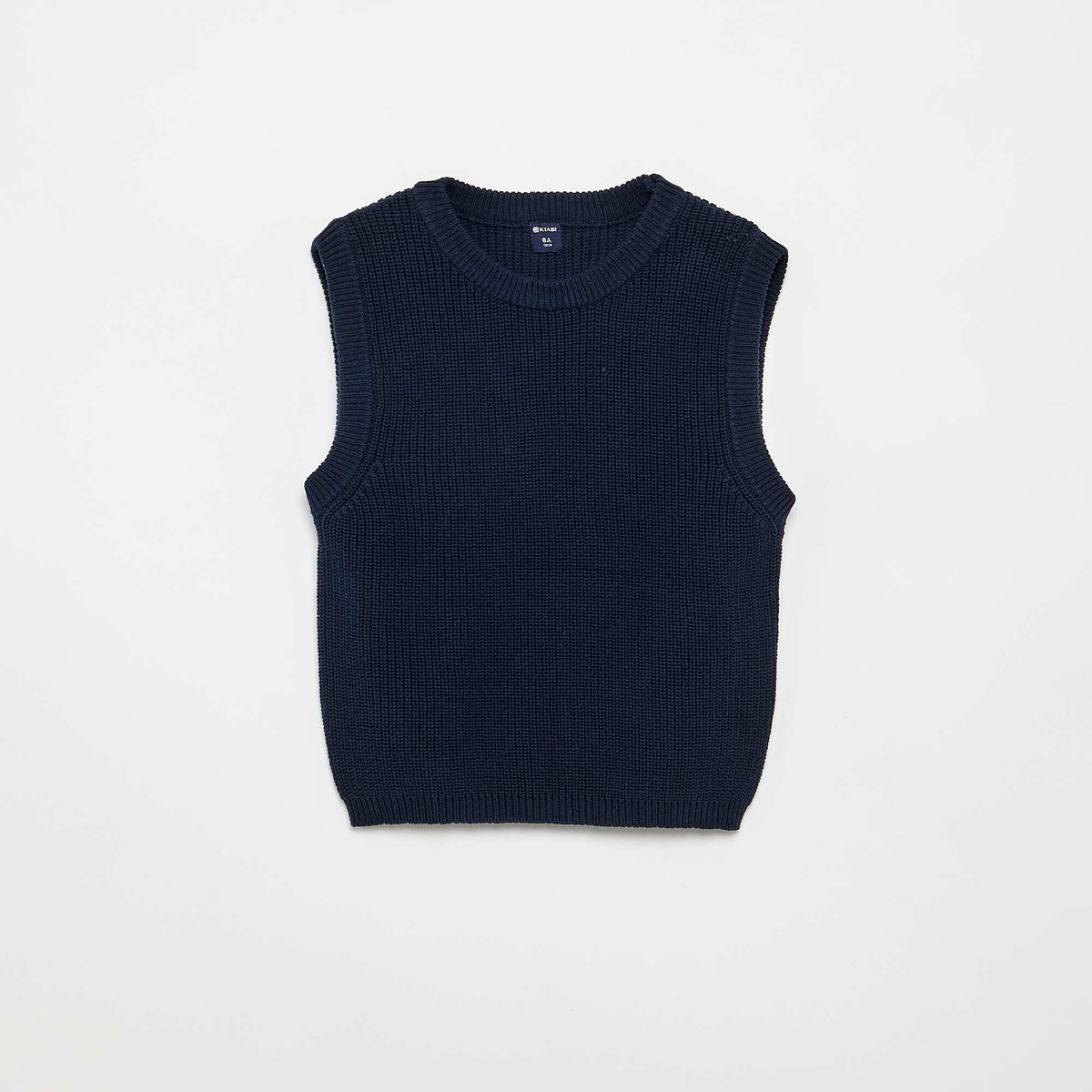 Pull sans manches en maille tricot BLEU