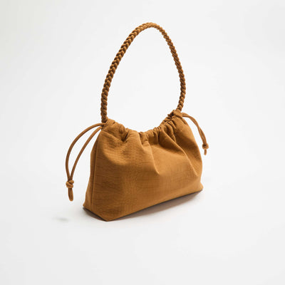 Sac forme bourse en suédine BEIGE