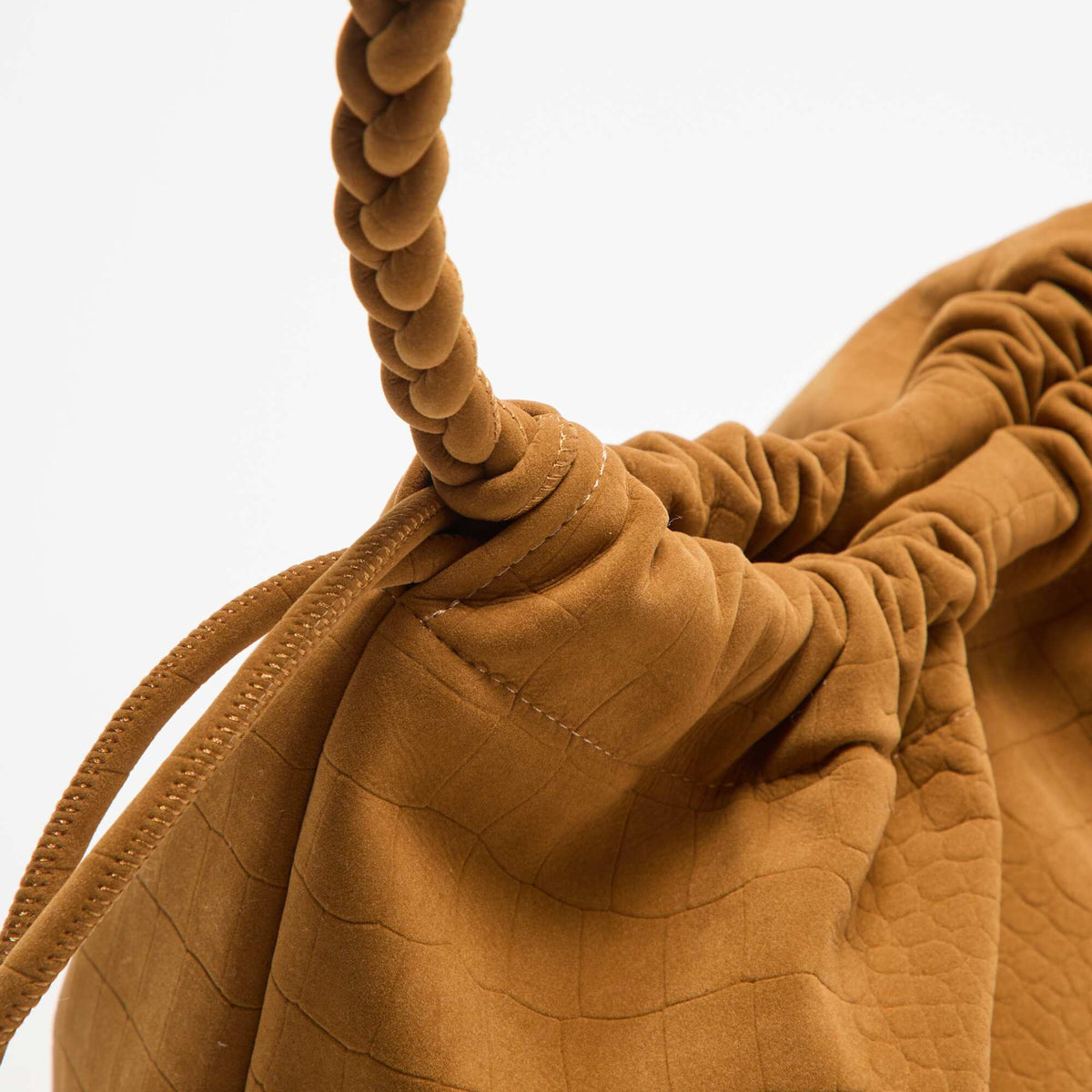 Sac forme bourse en suédine BEIGE