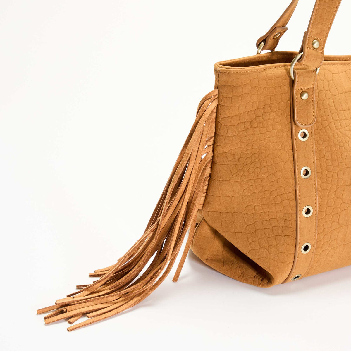 Sac de forme hobo avec franges BEIGE