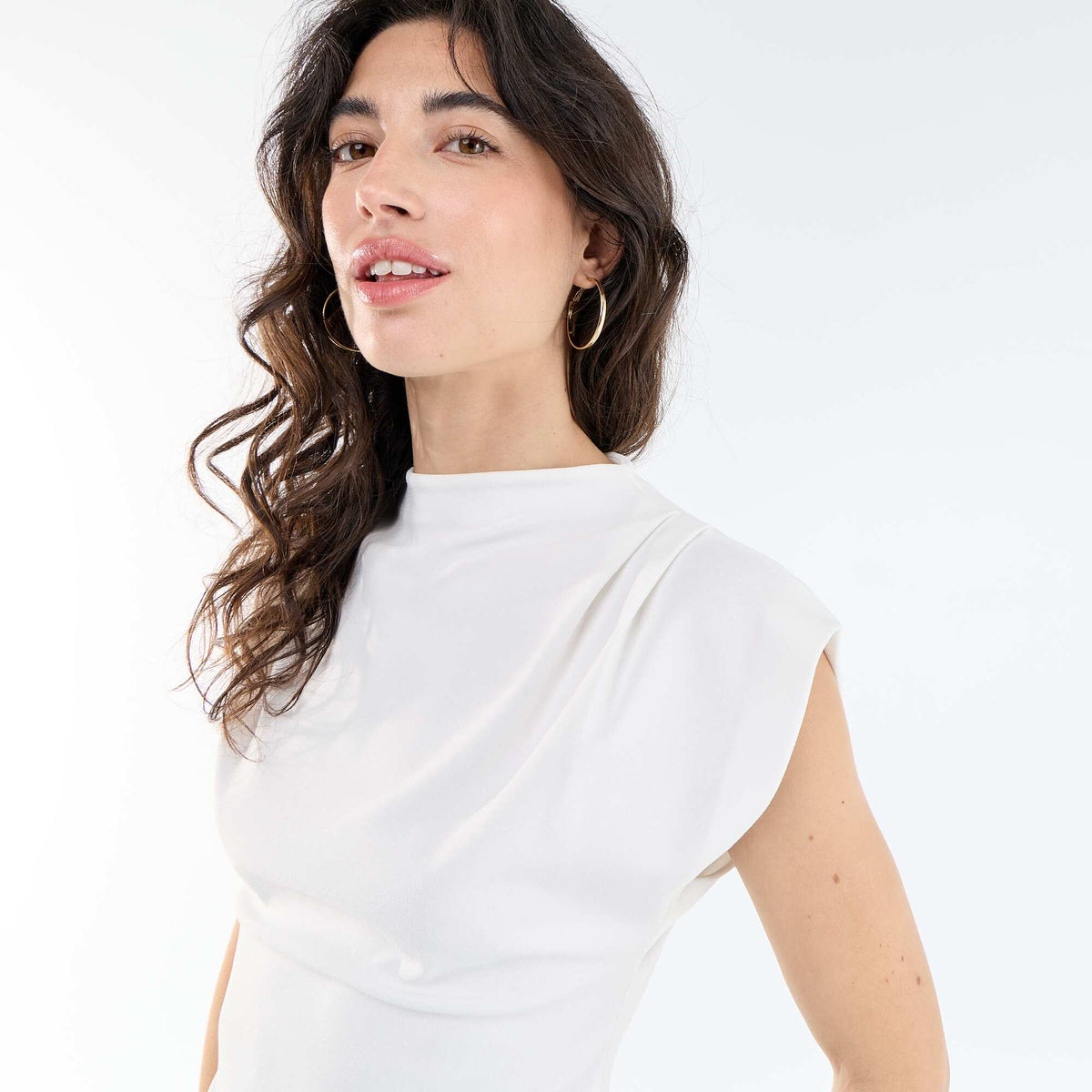 Débardeur sans manches asymétrique BLANC