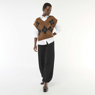 Pantalon en maille crinkle NOIR