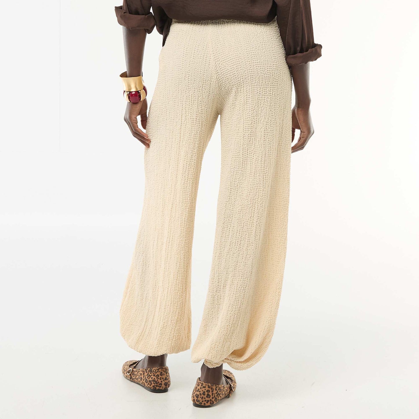 Pantalon en maille crinkle BEIGE