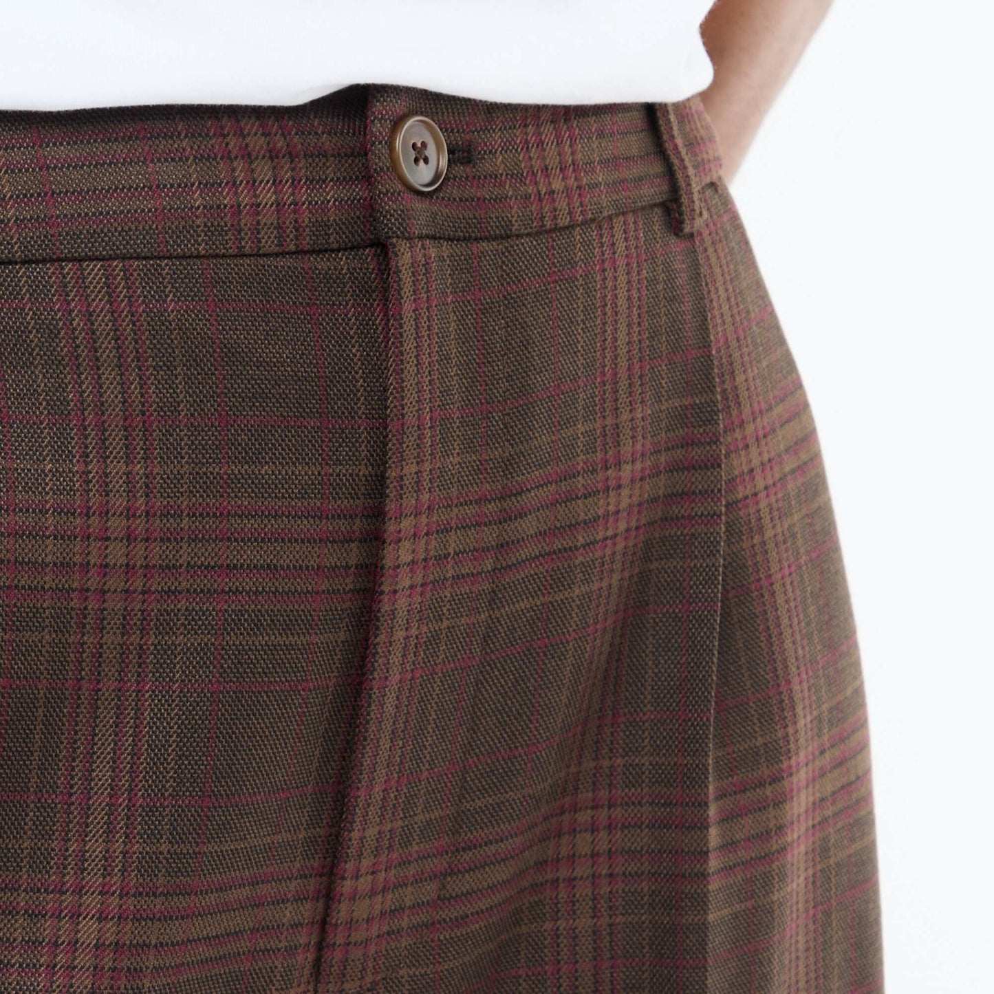 Pantalon à carreaux large fit MARRON