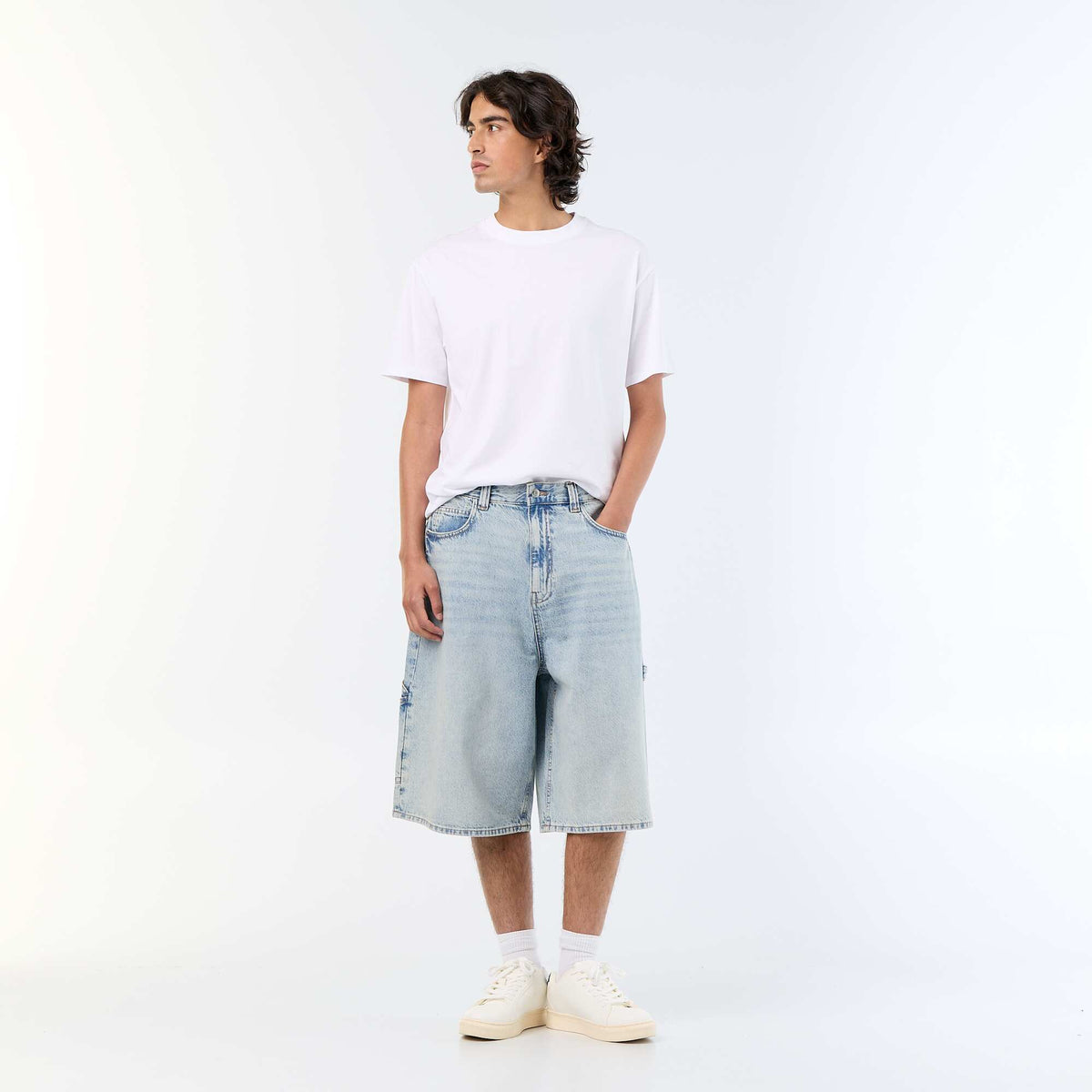 Bermuda en jean style carpenter BLEU