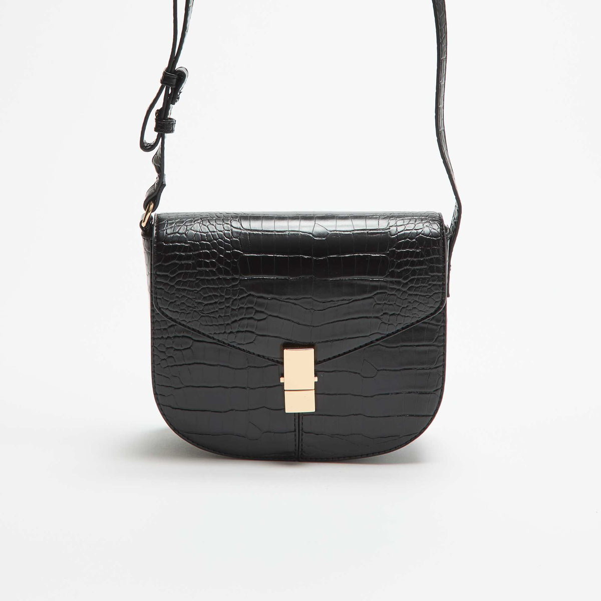 Sac à main en simili effet croco NOIR