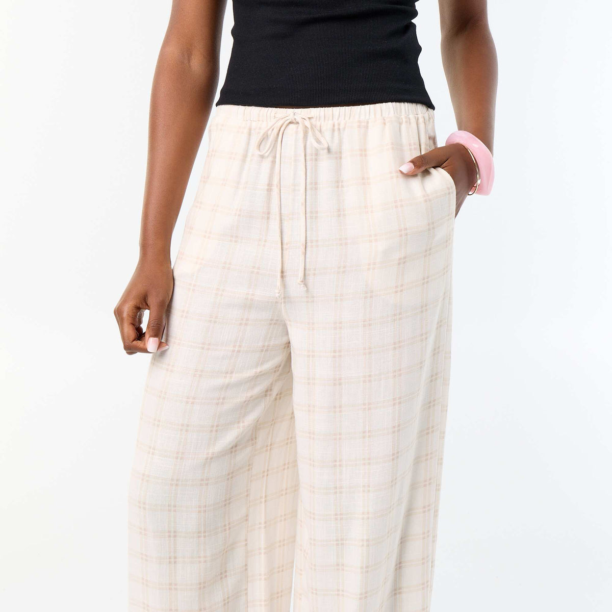Pantalon coupe balloon uni avec 2 poches BEIGE