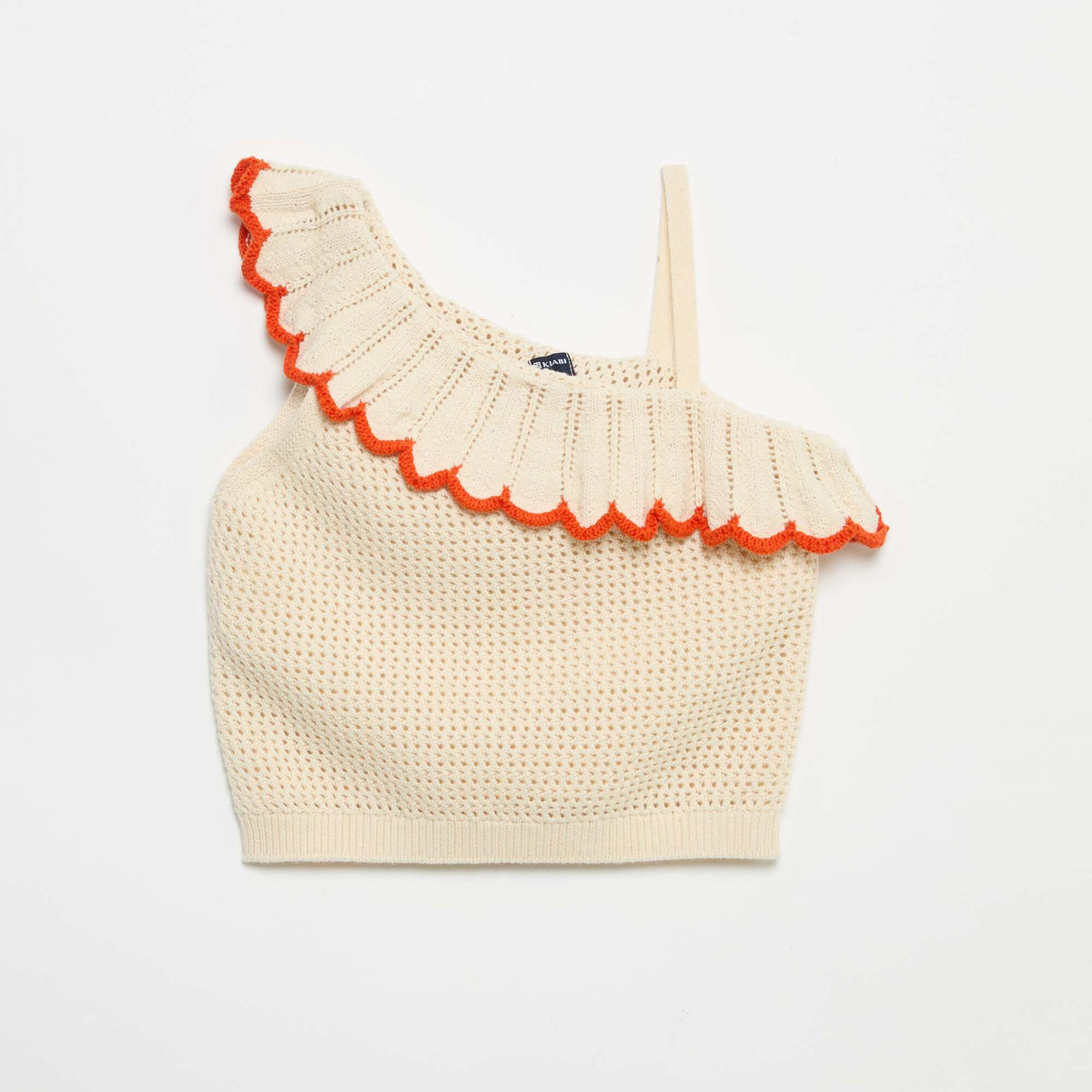 Top en tricot à col asymétrique BEIGE