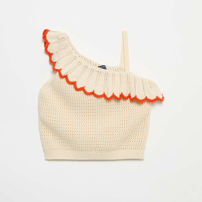 Top en tricot à col asymétrique BEIGE