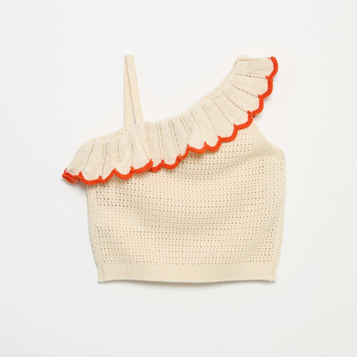 Top en tricot à col asymétrique BEIGE