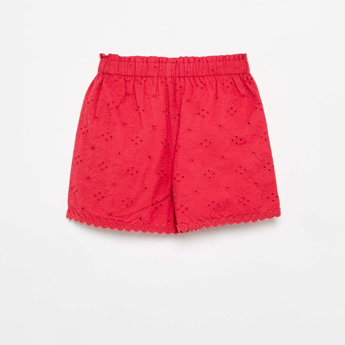 Short rouge avec broderies anglaises ROUGE