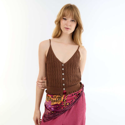 Débardeur en maille crochet MARRON