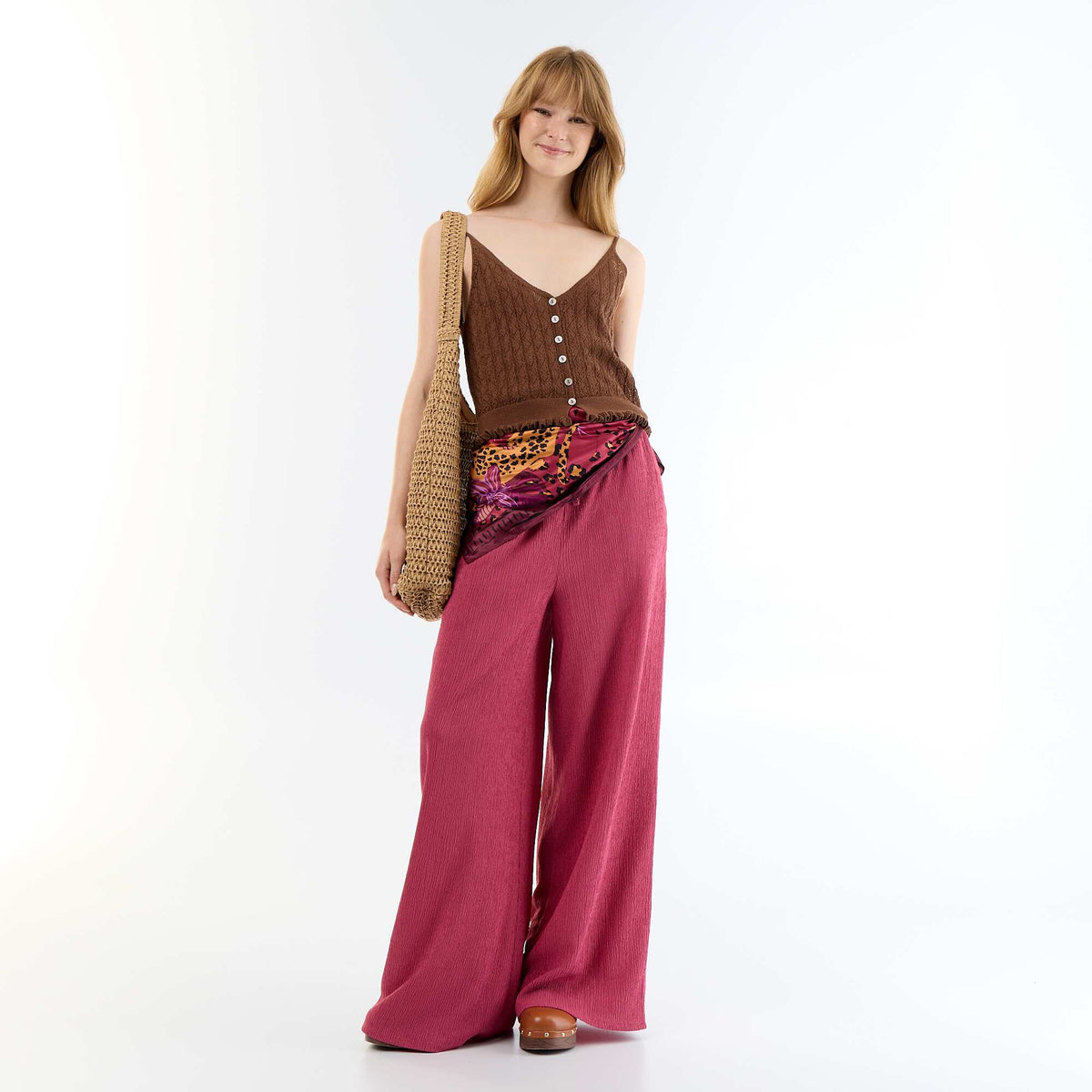 Débardeur en maille crochet MARRON