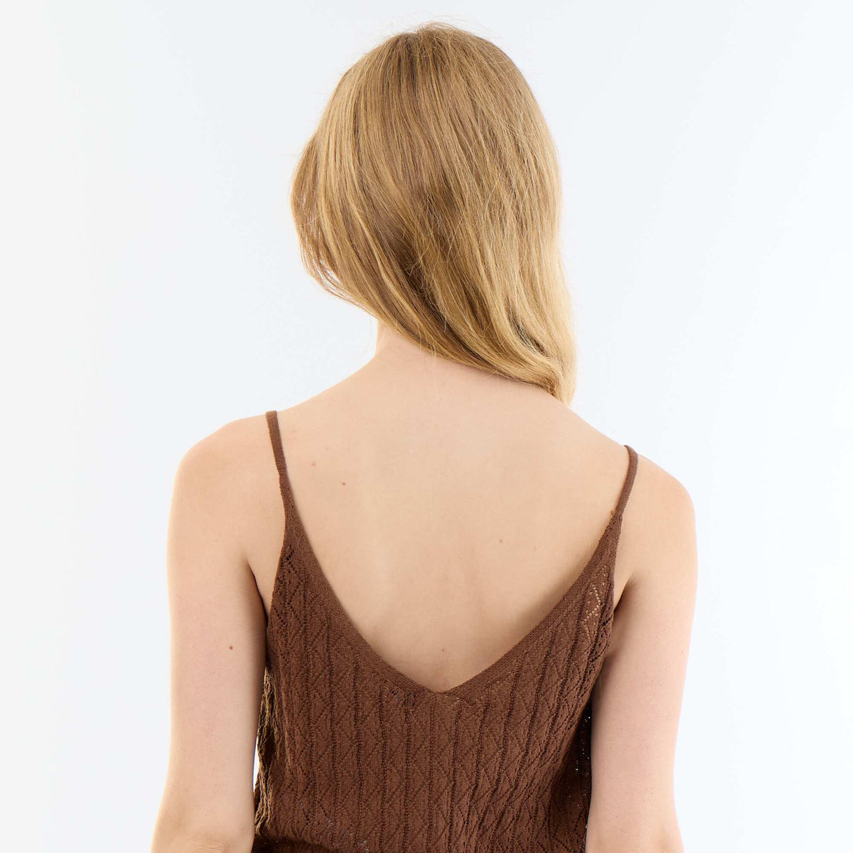 Débardeur en maille crochet MARRON