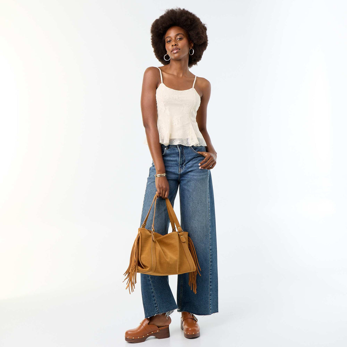 Débardeur crop top en dentelle BEIGE