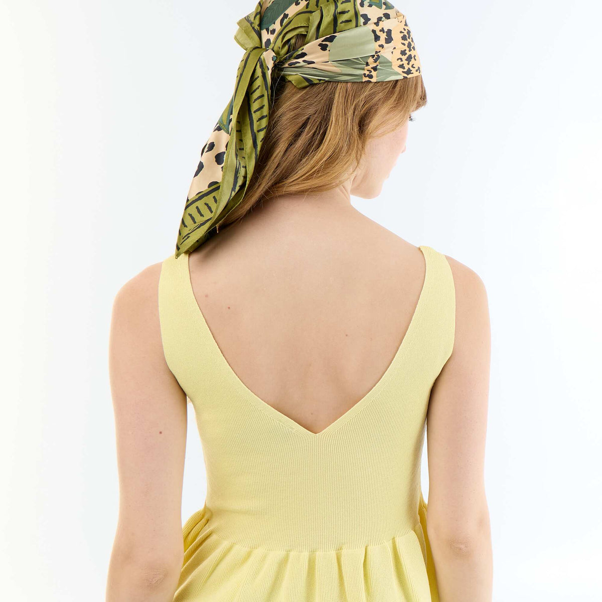 Débardeur peplum en maille côtelée JAUNE