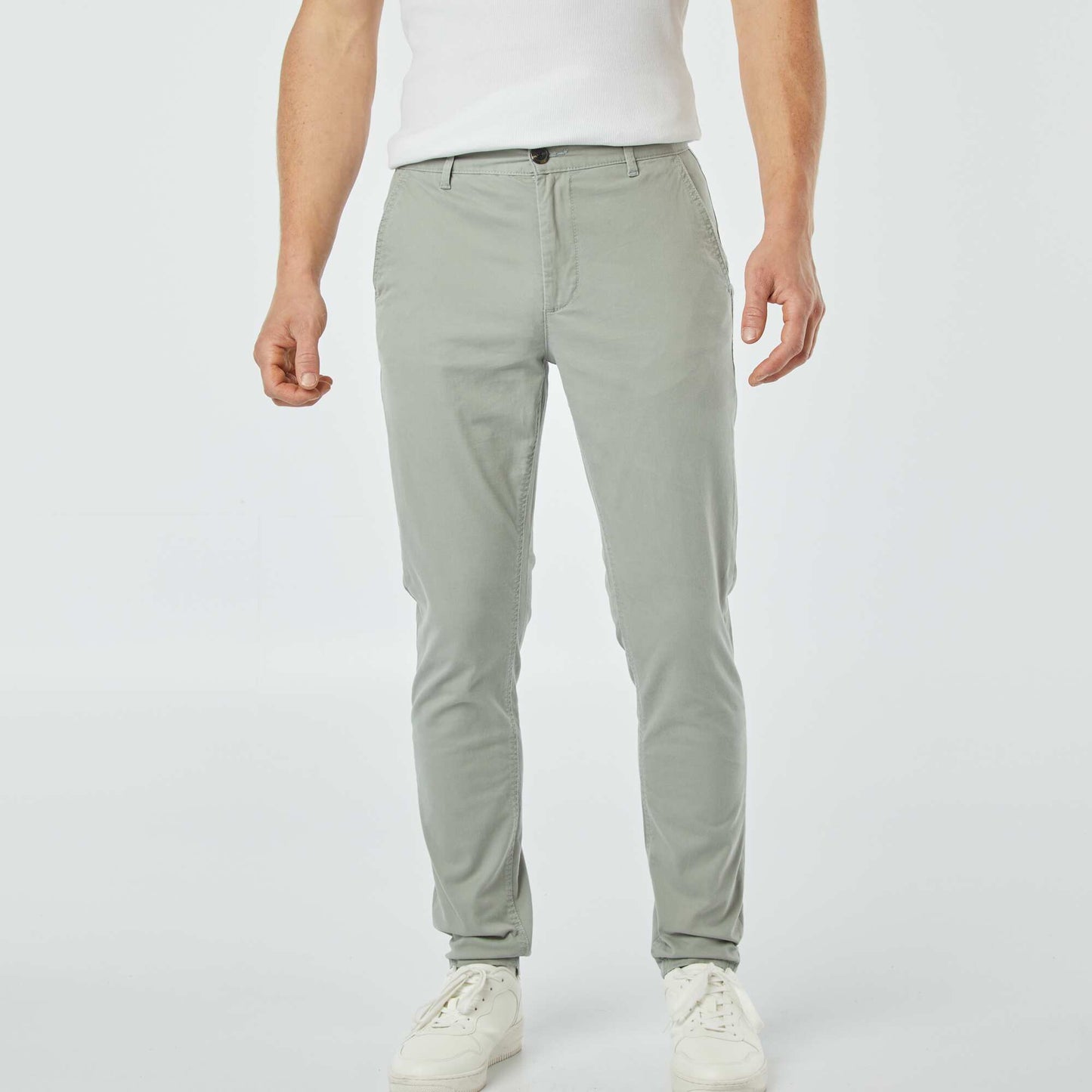 Pantalon chino slim VERT CLAIR