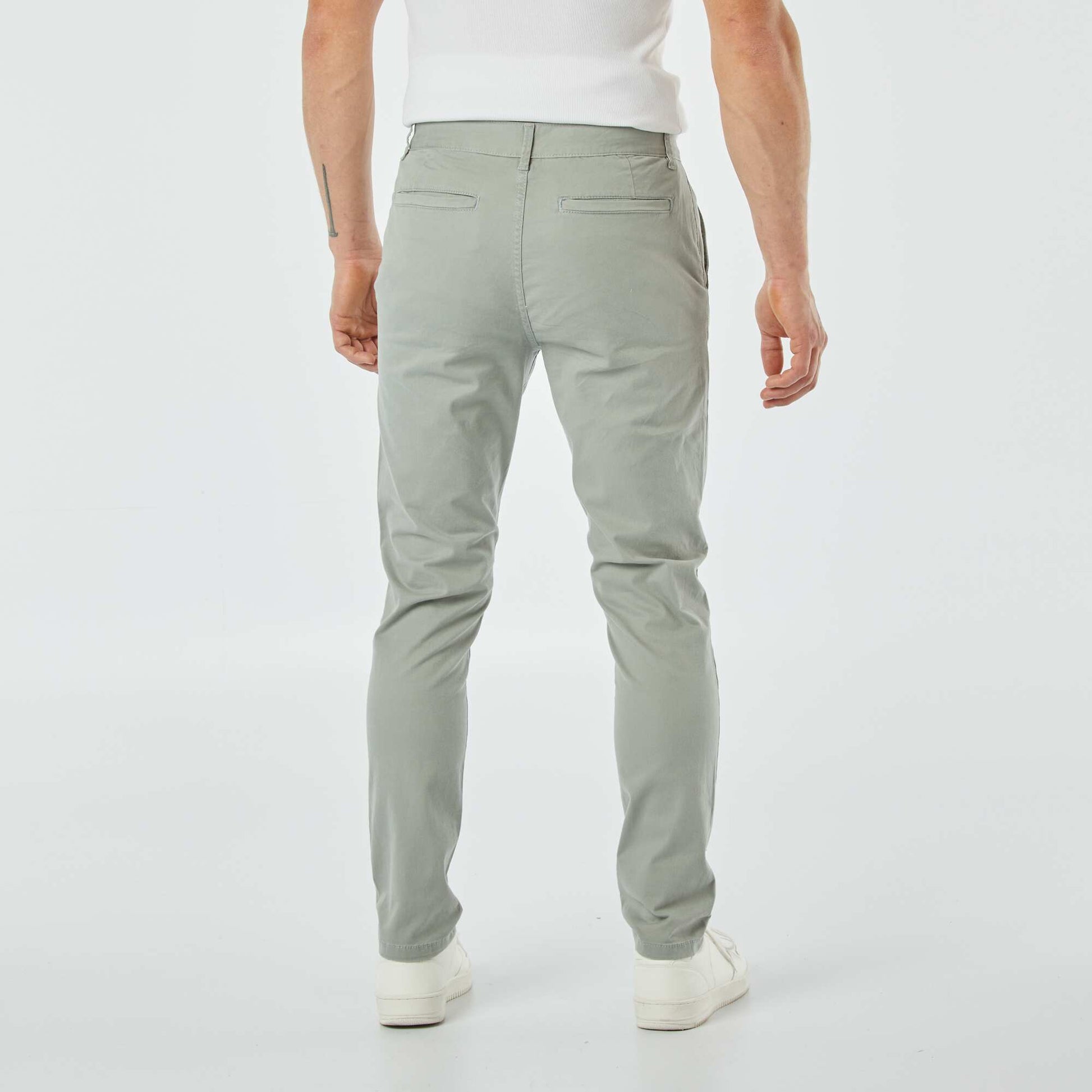 Pantalon chino slim VERT CLAIR