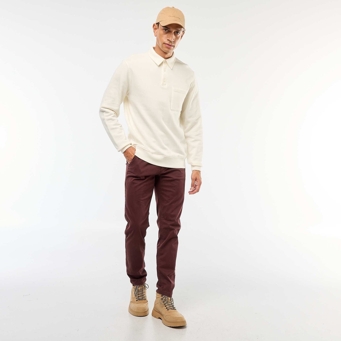 Pantalon chino slim ROUGE