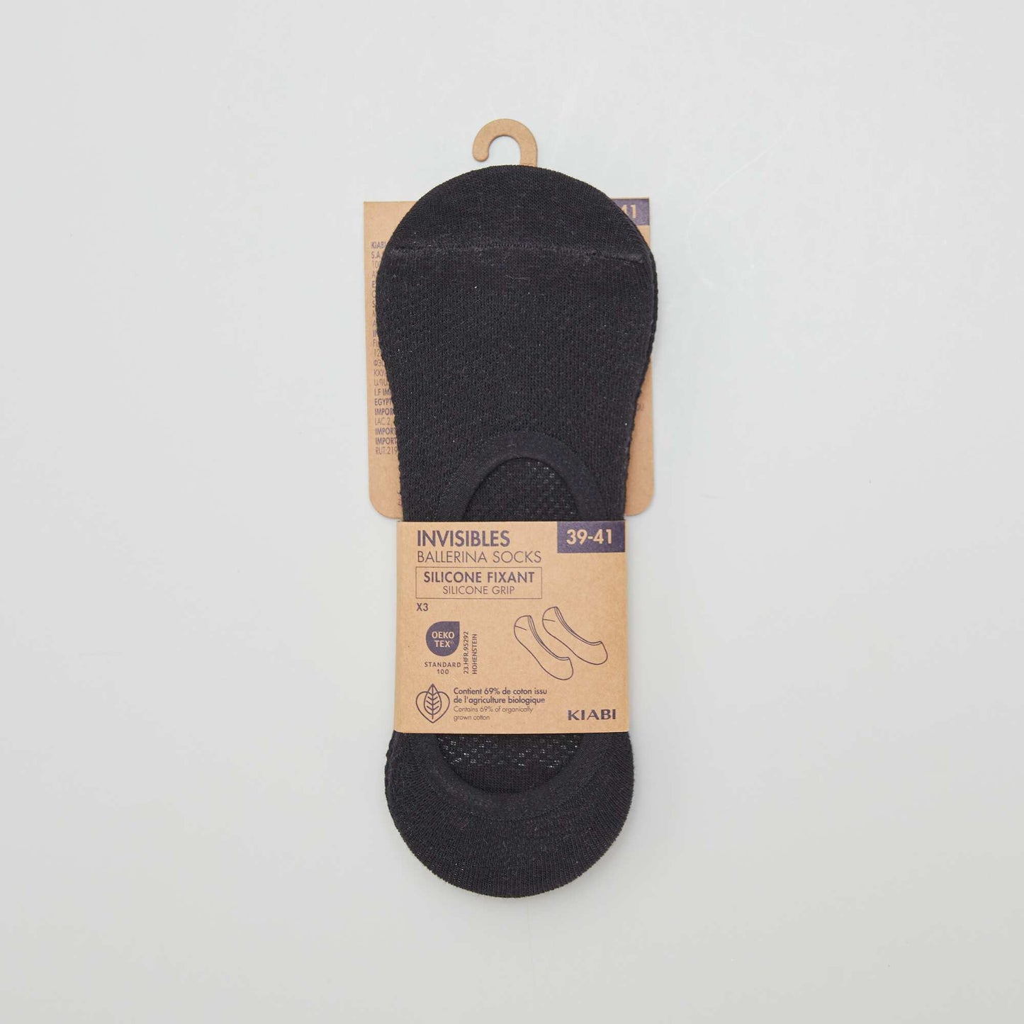 Lot de 3 paires de chaussettes invisibles NOIR