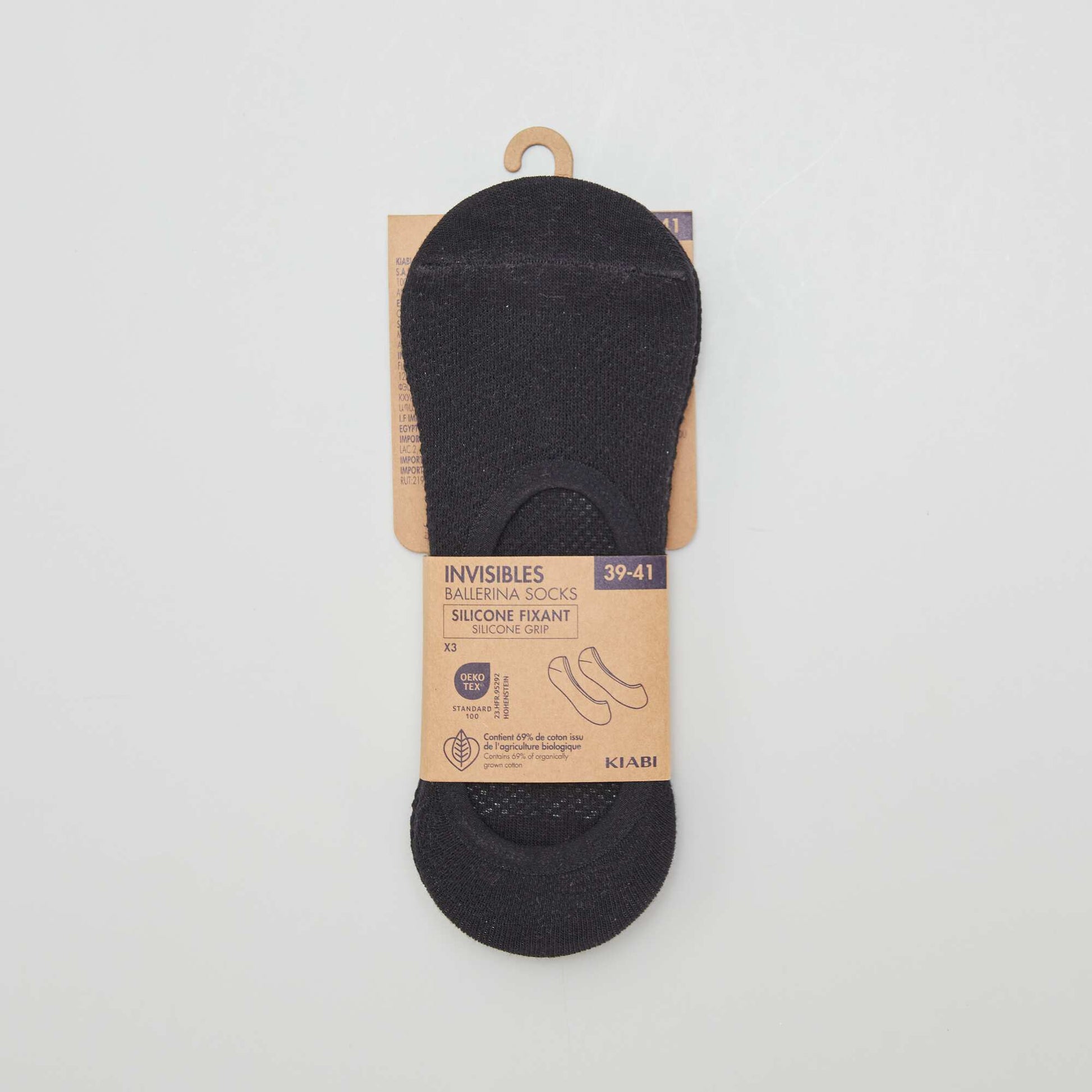 Lot de 3 paires de chaussettes invisibles NOIR