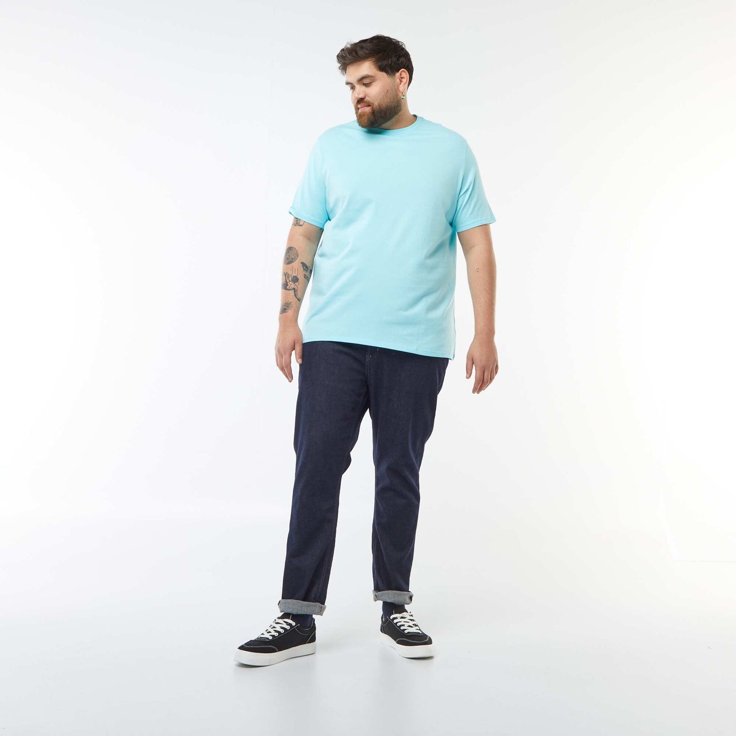 T-shirt uni en maille jersey BLEU