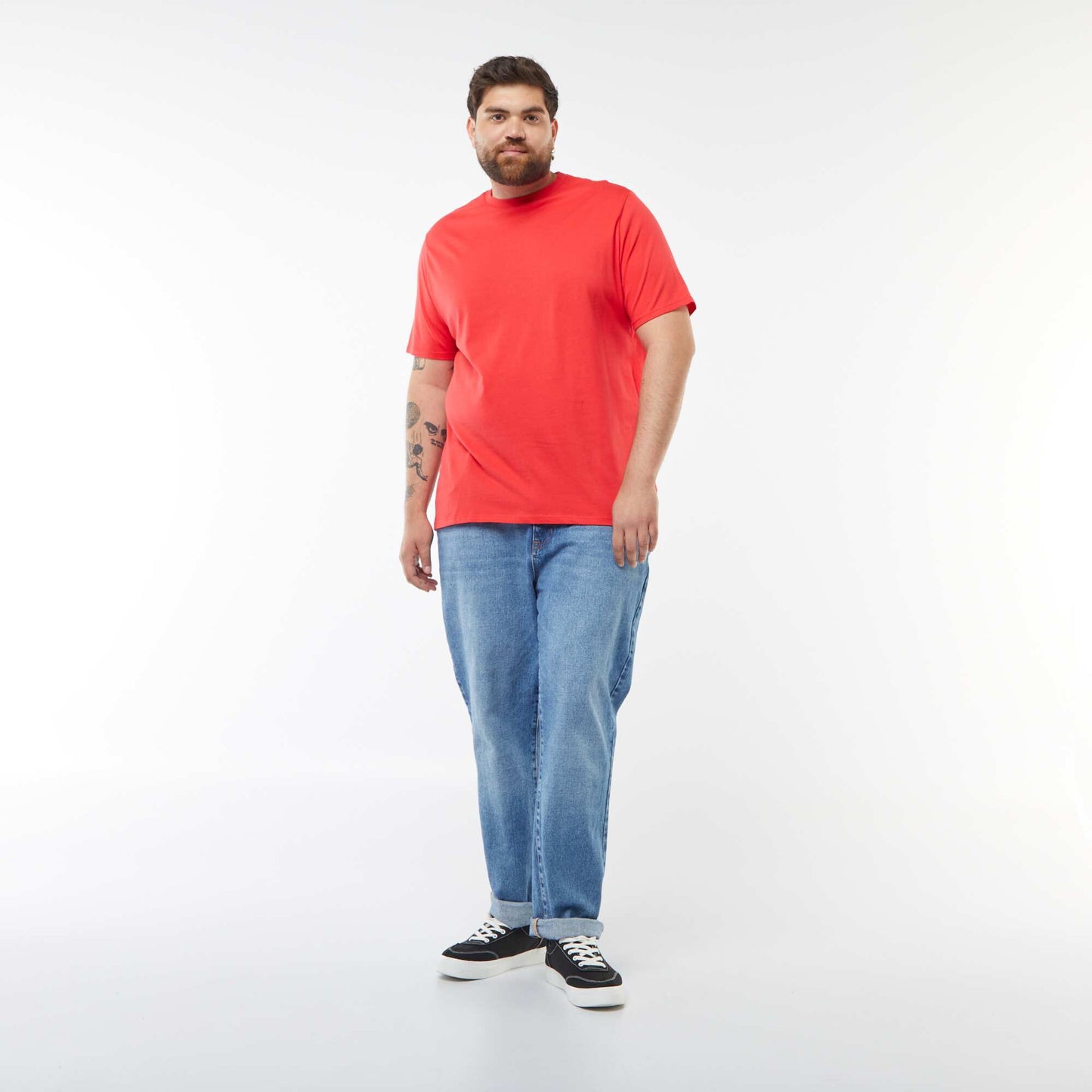 T-shirt uni en maille jersey ROUGE