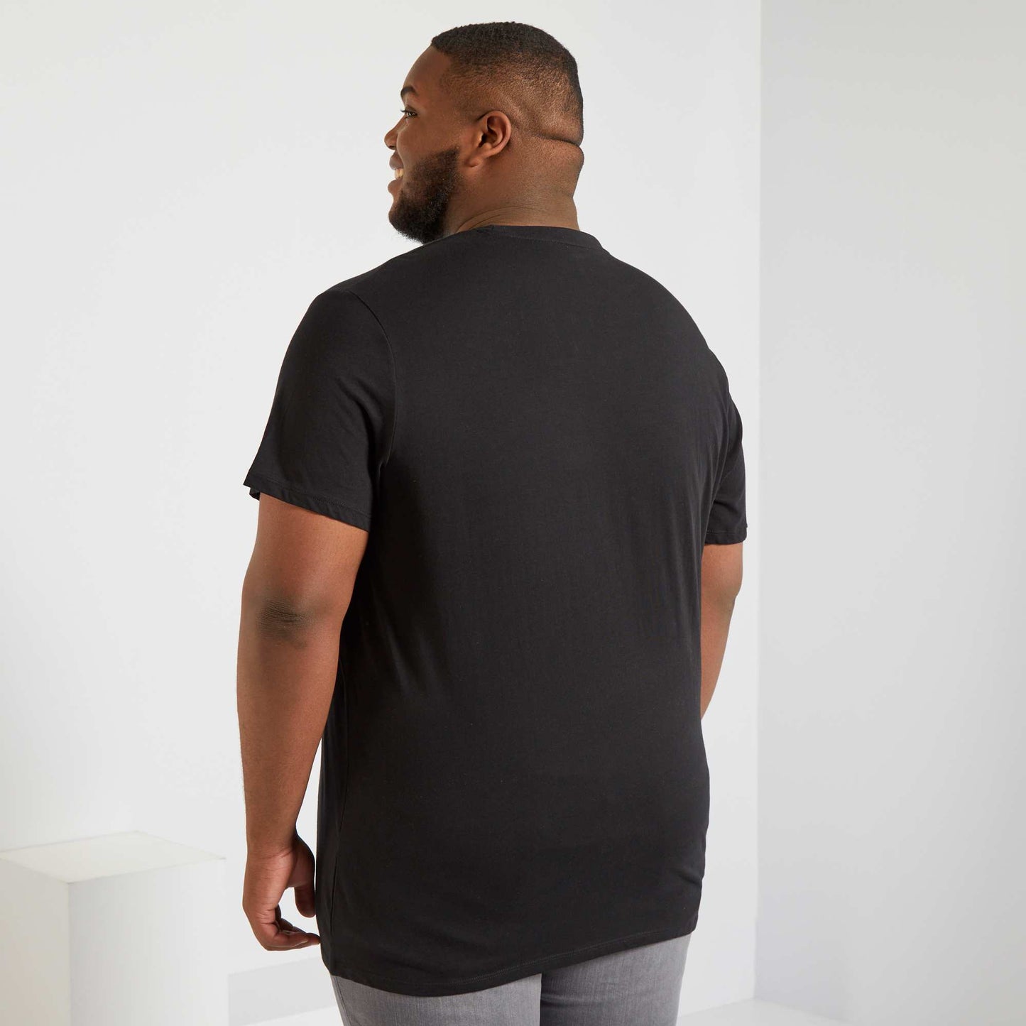 T-shirt uni en maille jersey NOIR