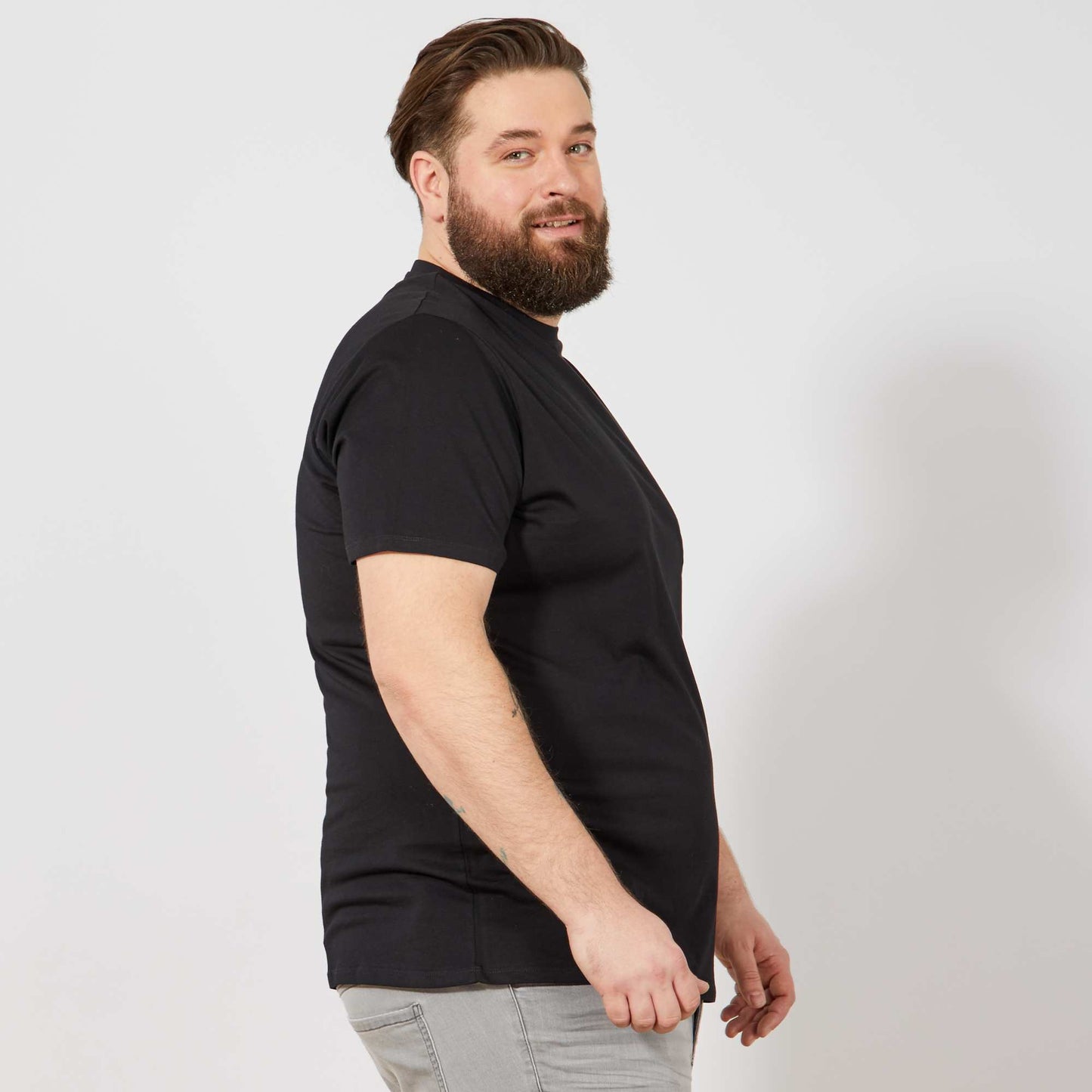 T-shirt uni en maille jersey NOIR