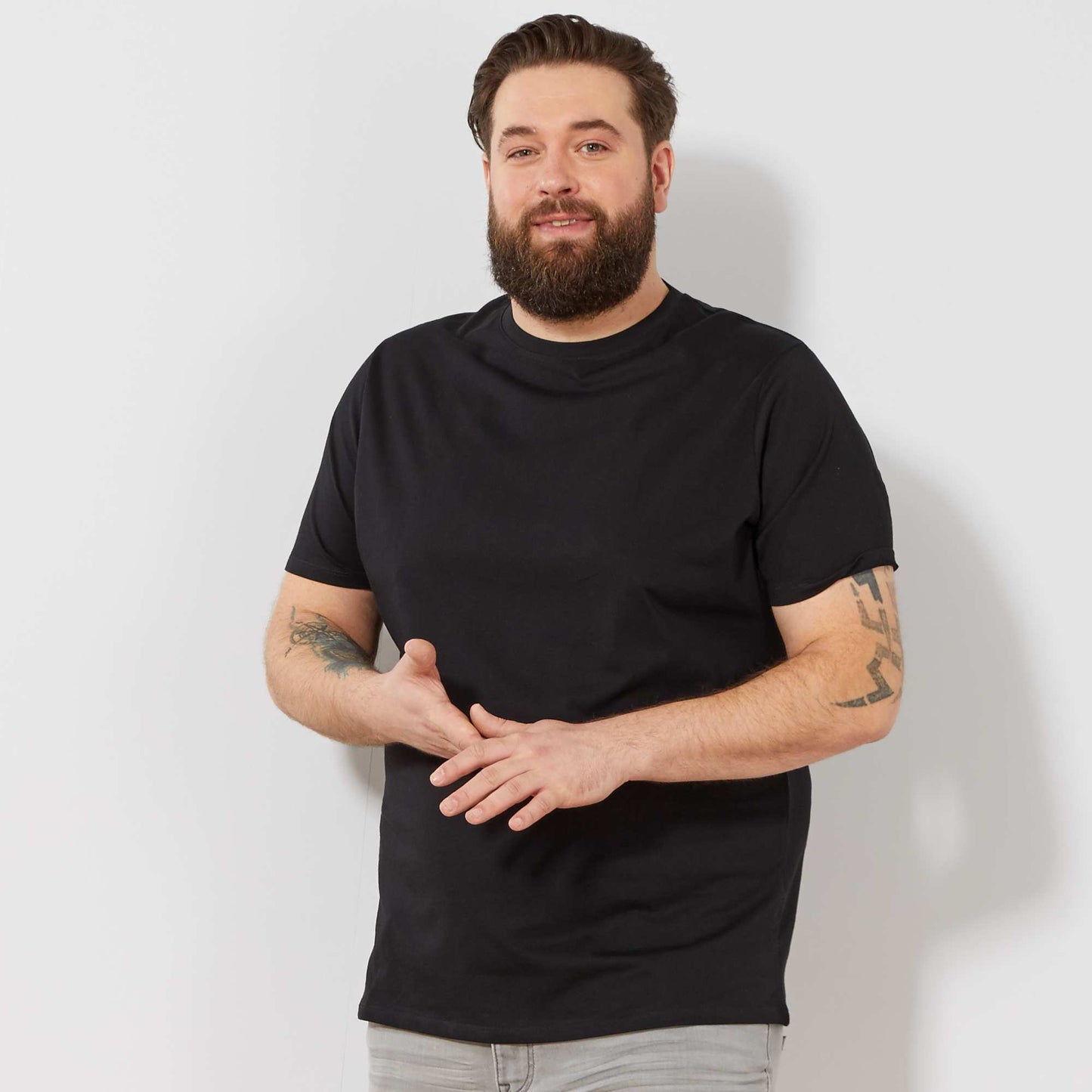 T-shirt uni en maille jersey NOIR