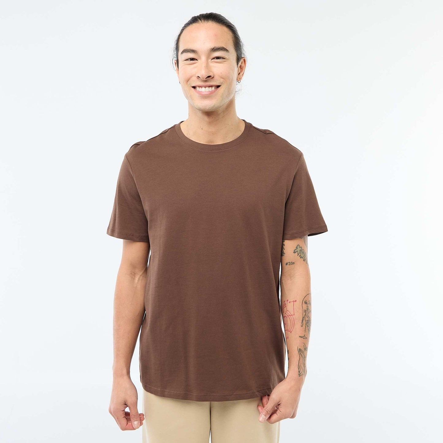 T-shirt droit en jersey uni MARRON