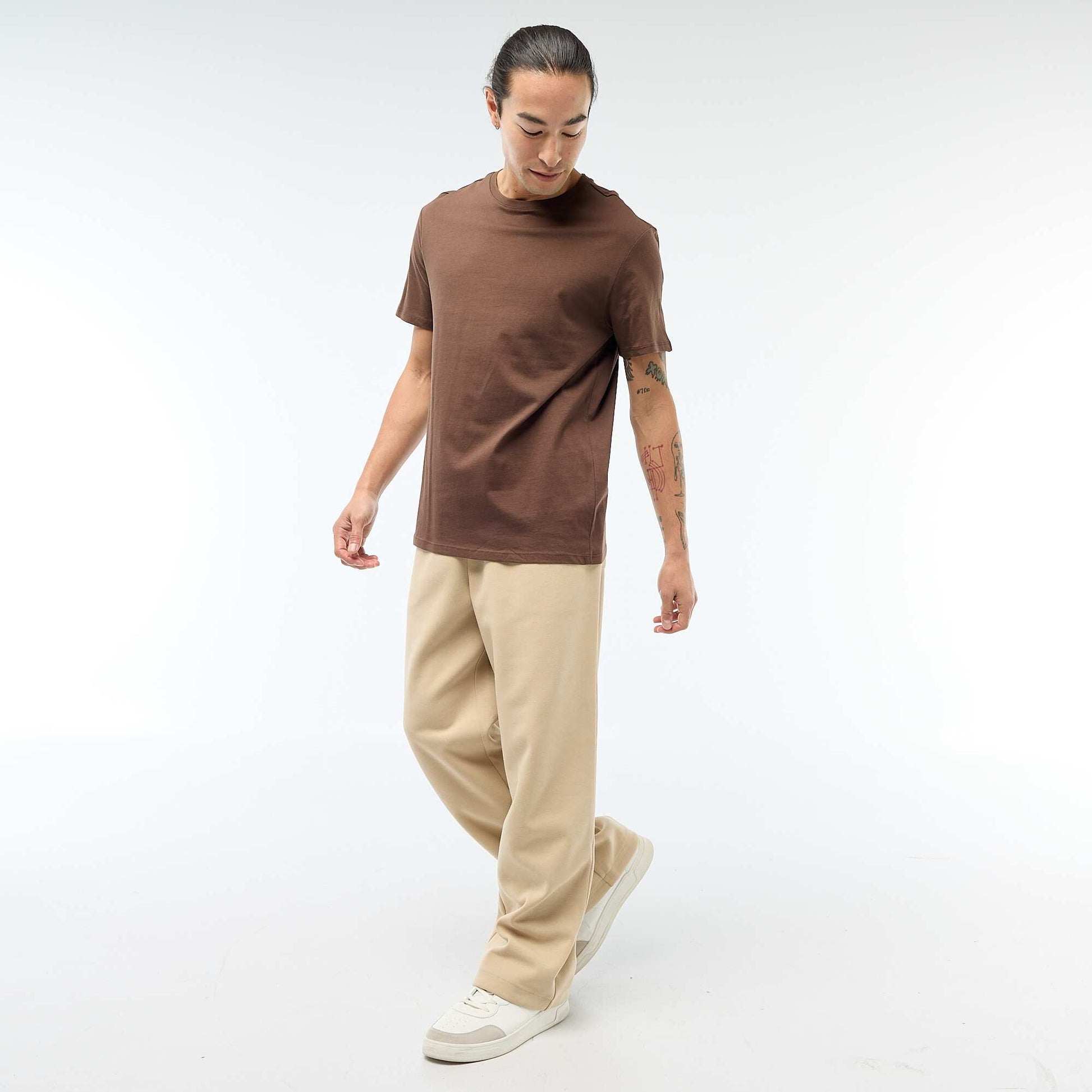 T-shirt droit en jersey uni MARRON