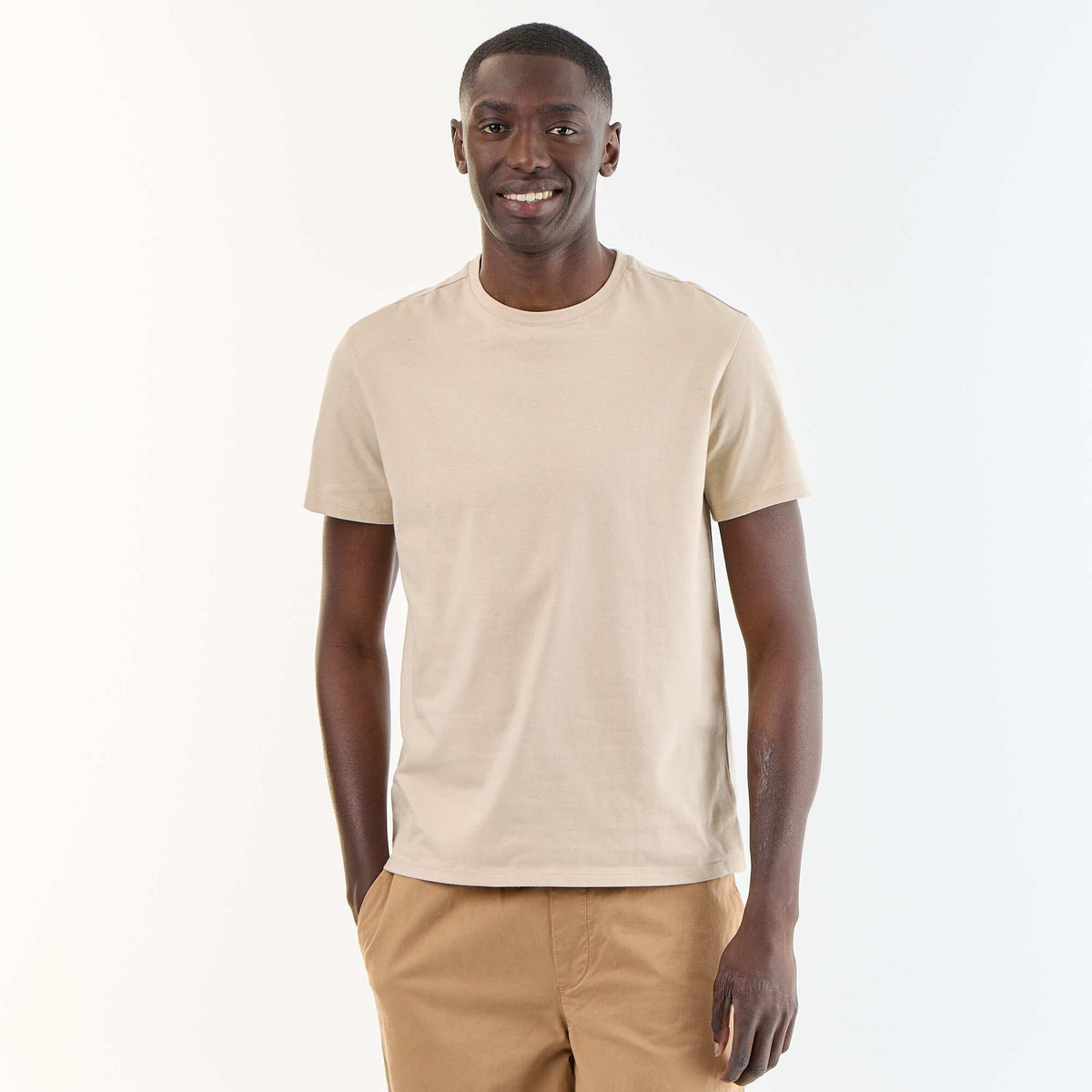 T-shirt droit en jersey uni BEIGE