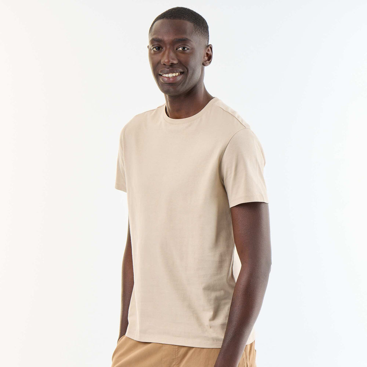 T-shirt droit en jersey uni BEIGE