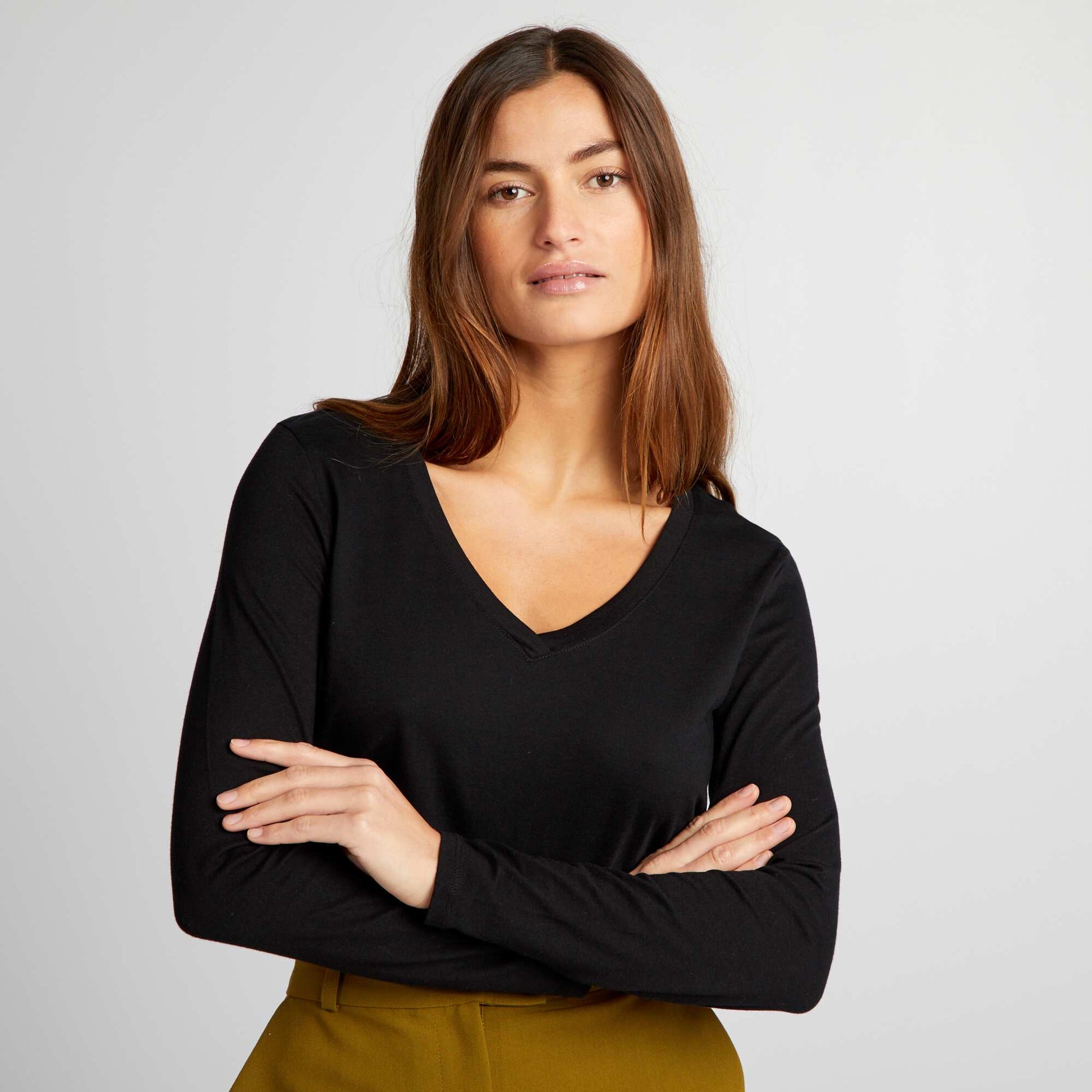 T-shirt col V NOIR