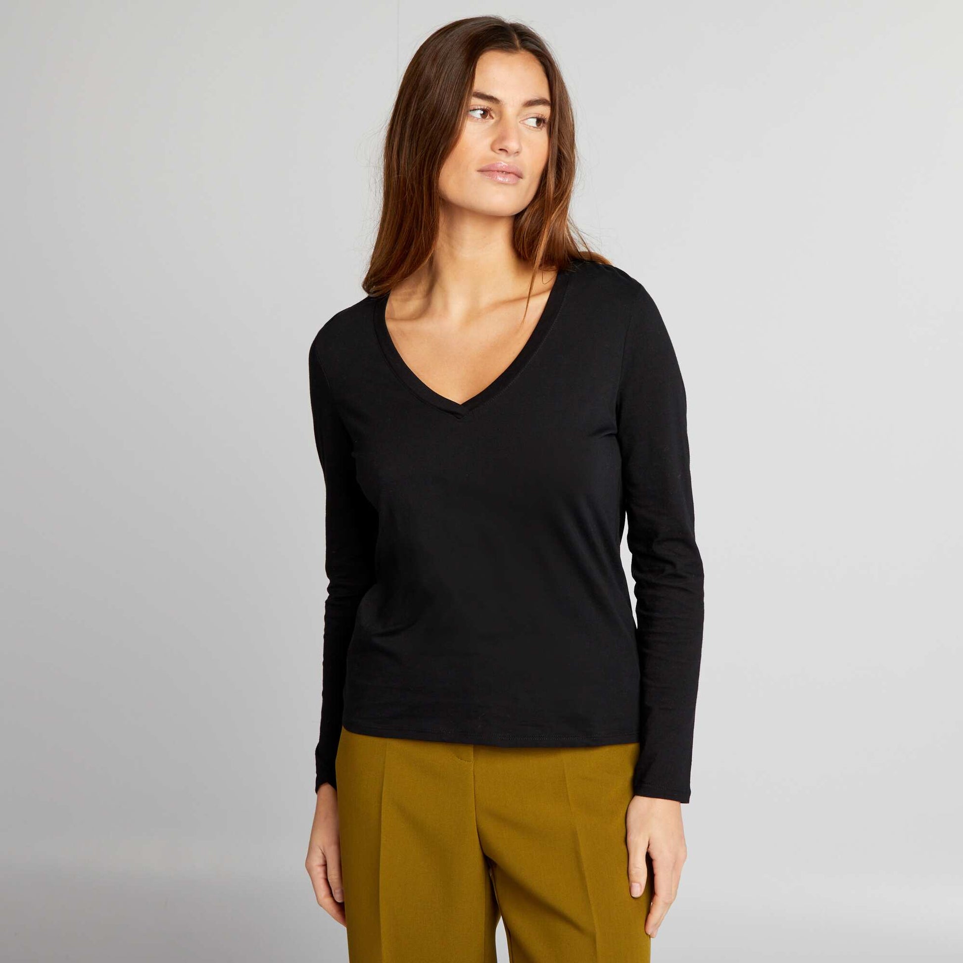 T-shirt col V NOIR