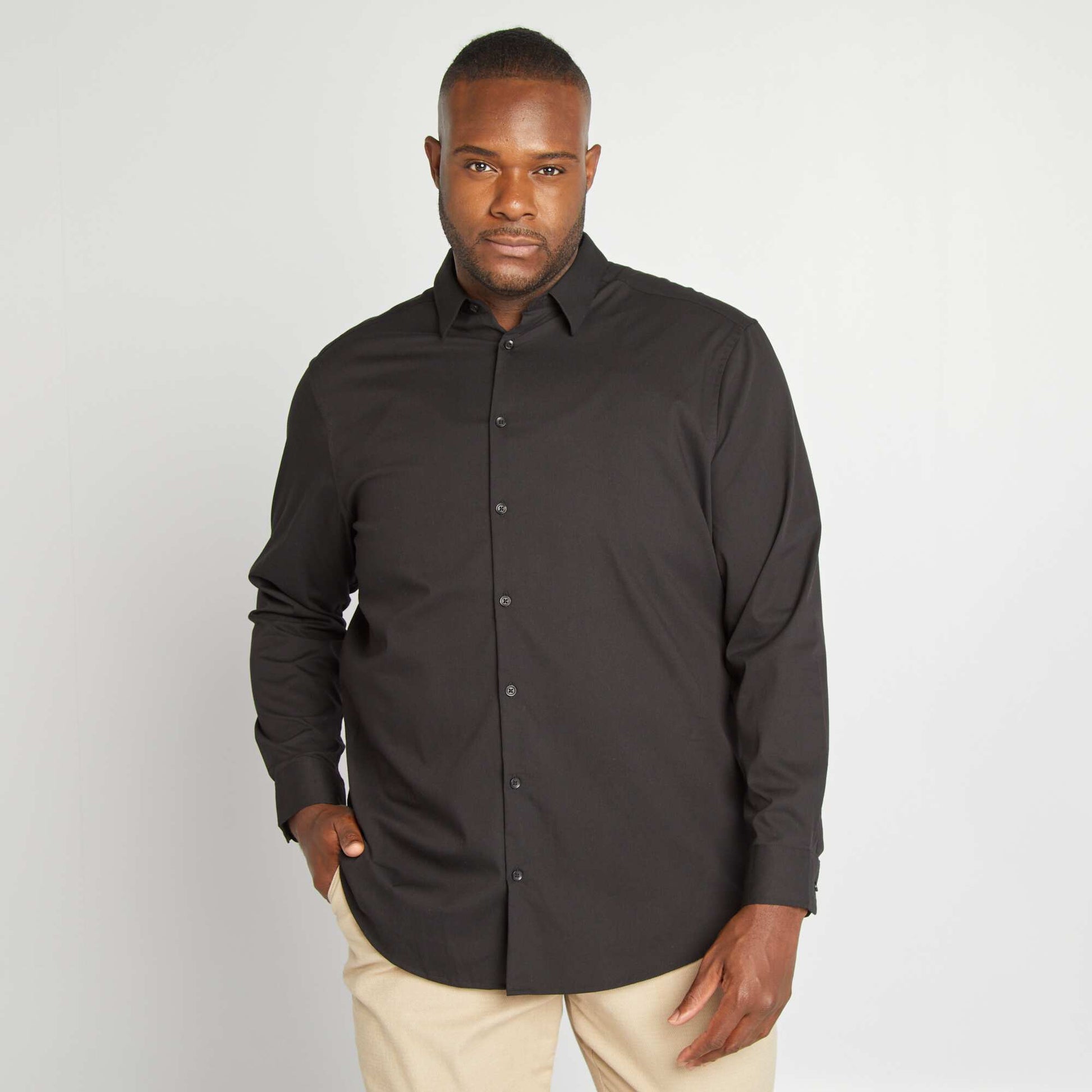 Chemise droite et stretch NOIR