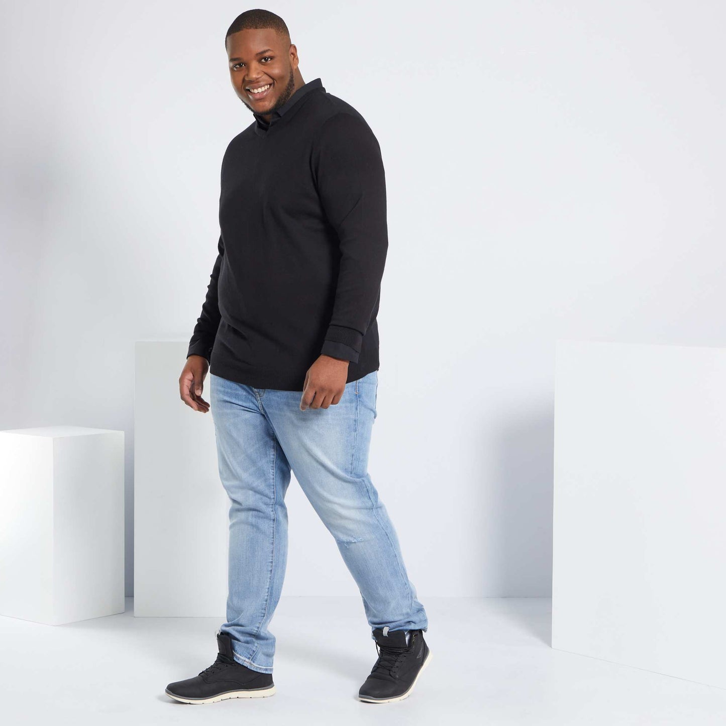 Chemise droite et stretch NOIR