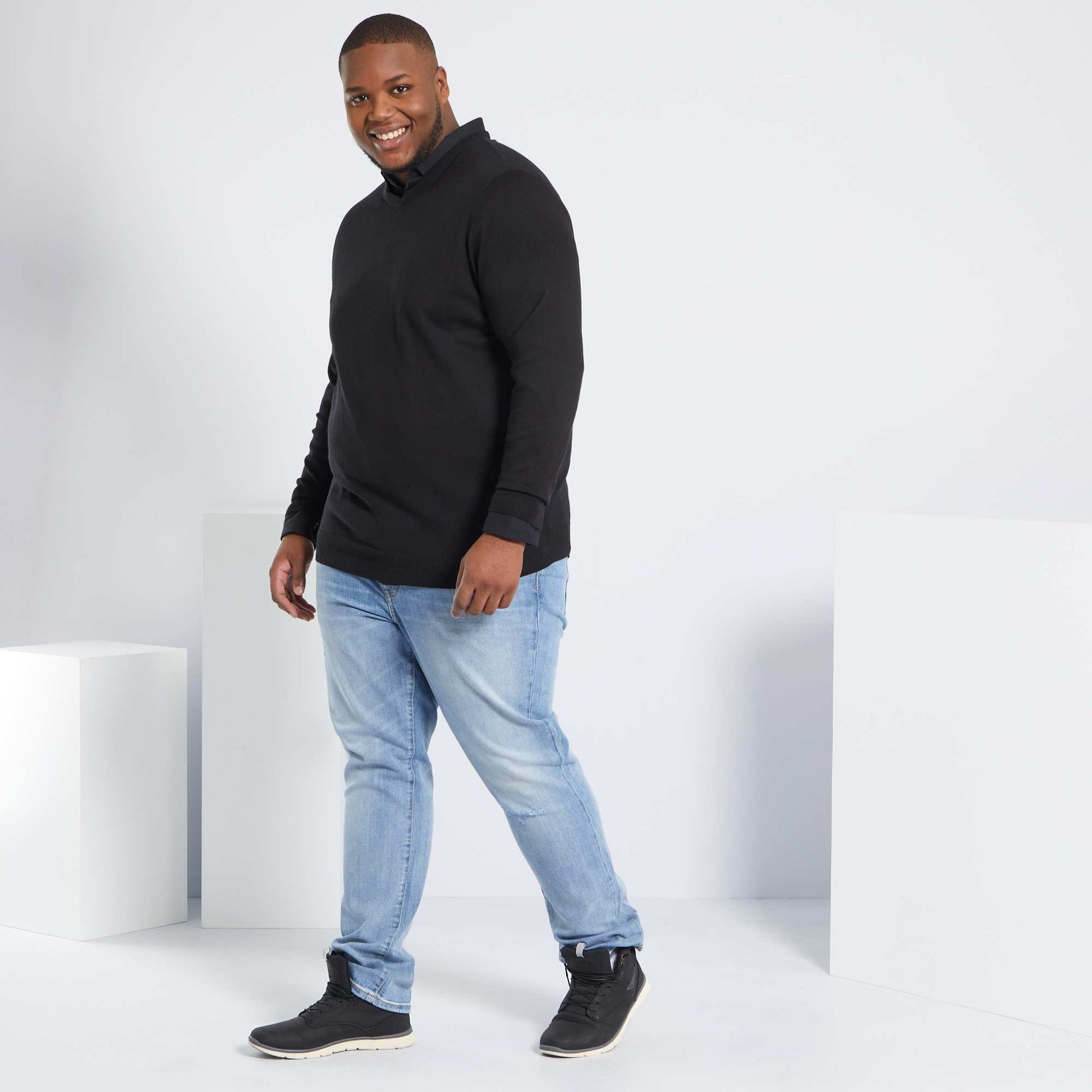 Chemise droite et stretch NOIR