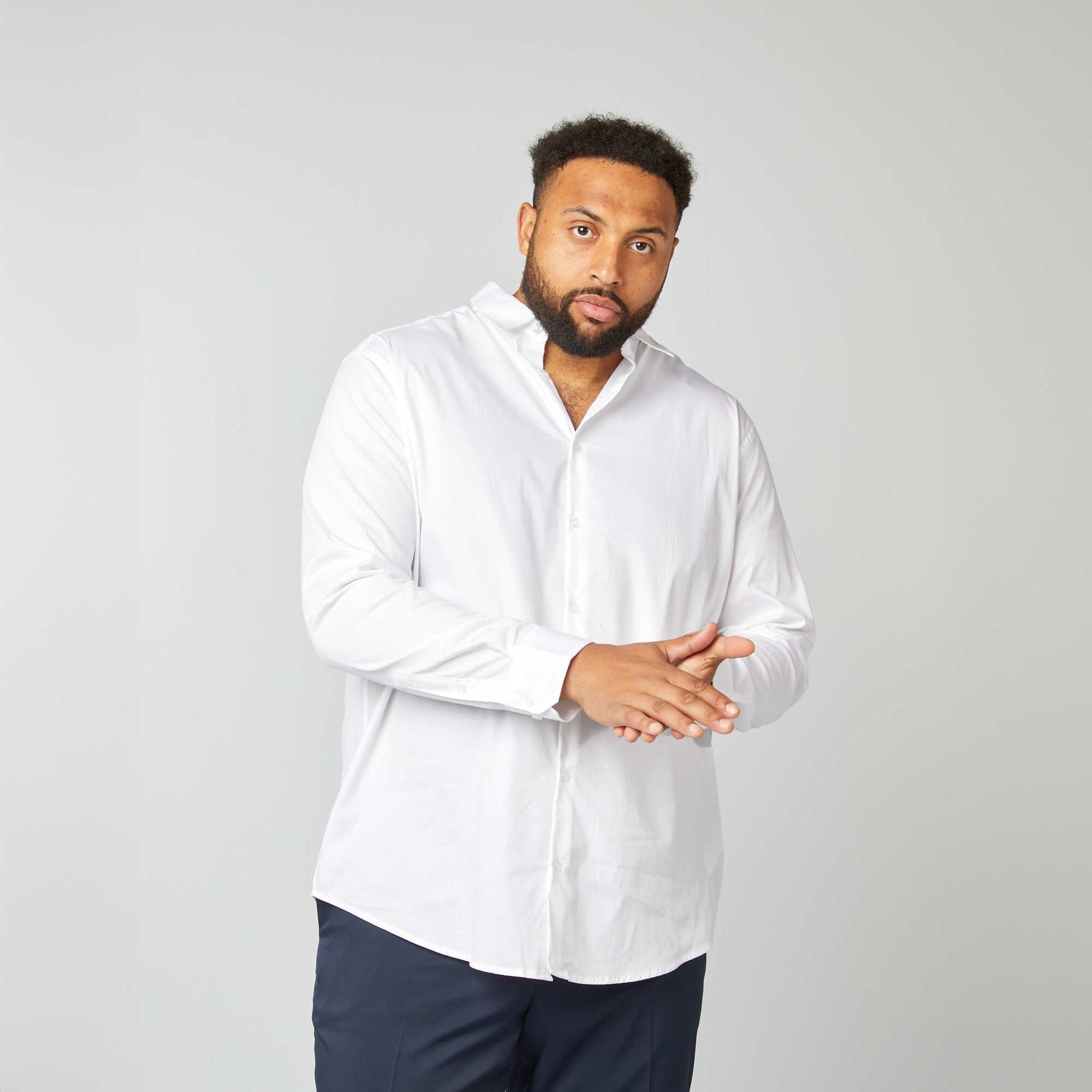 Chemise droite et stretch BLANC