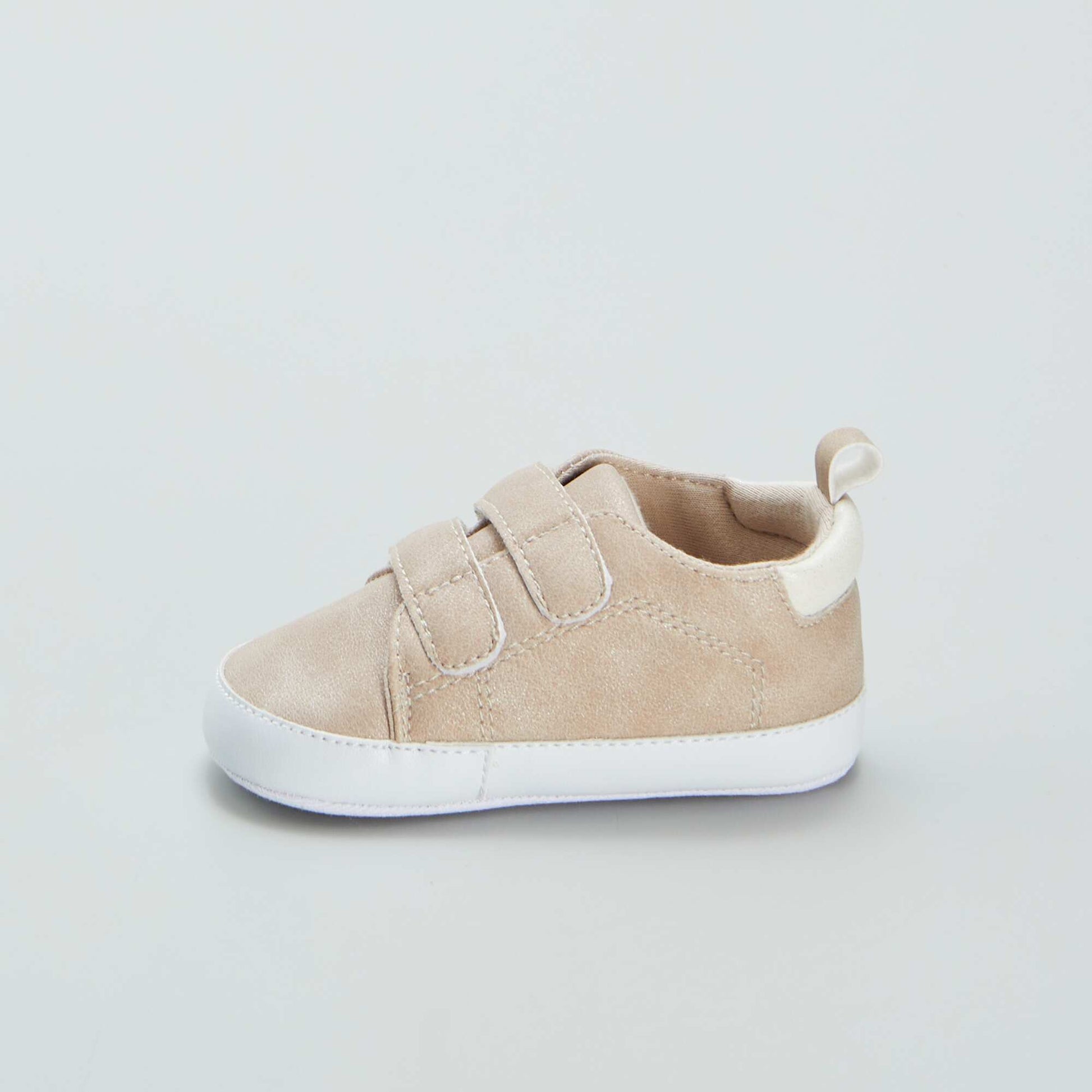 Baskets bicolores à scratchs BEIGE